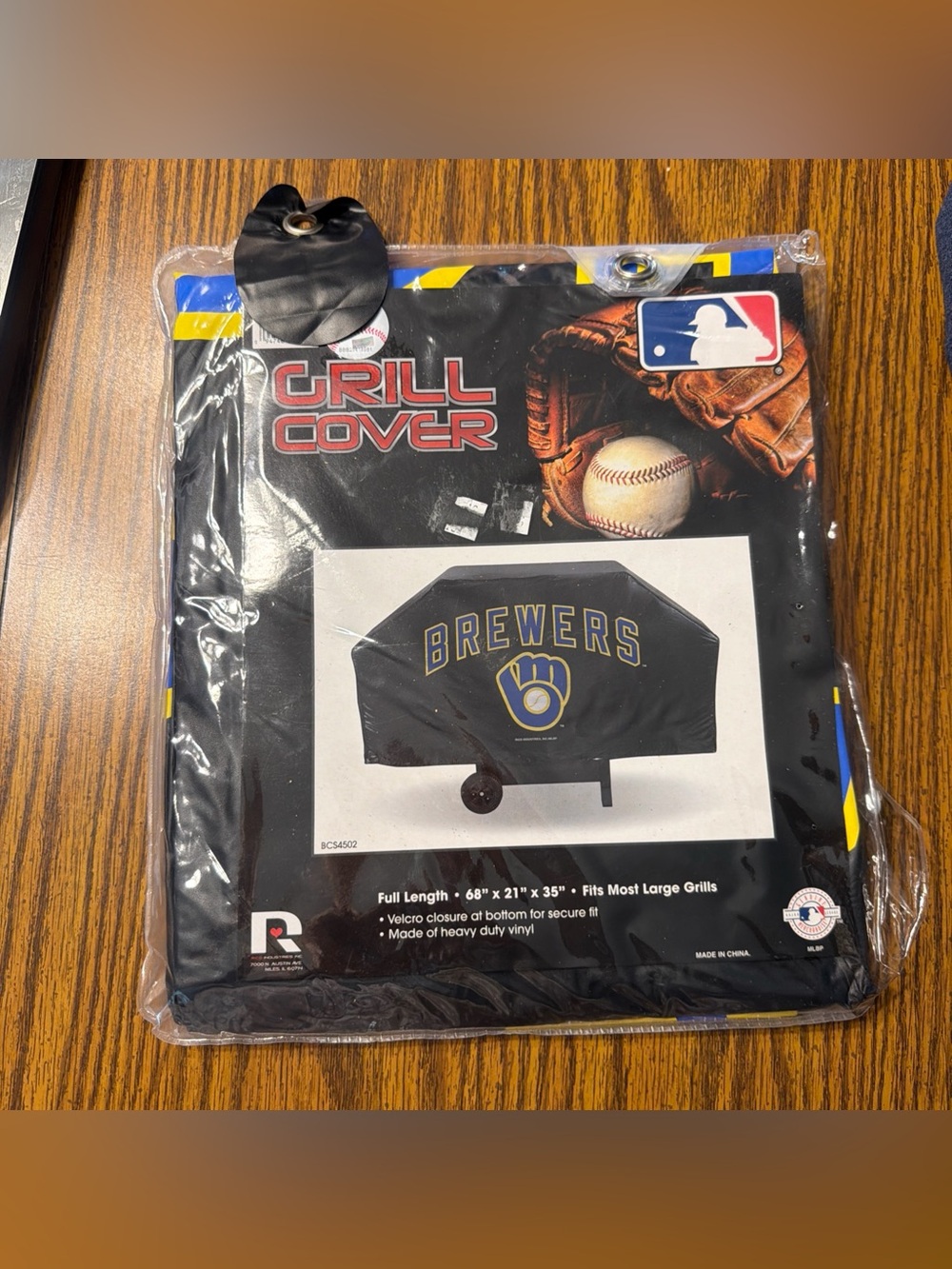 MLB Brewers Black Grill Cover with Gold and Blue Logo